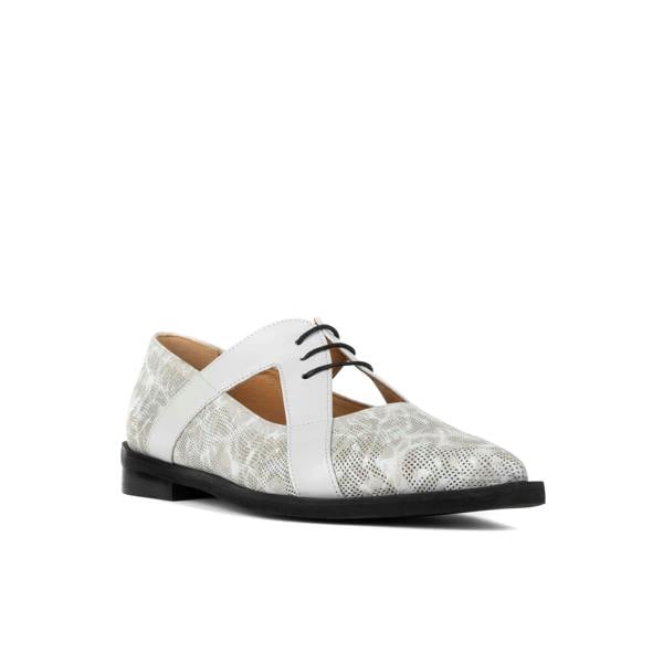 Embassy London Harlowe - Grey - Women's cutout leather lace up shoe