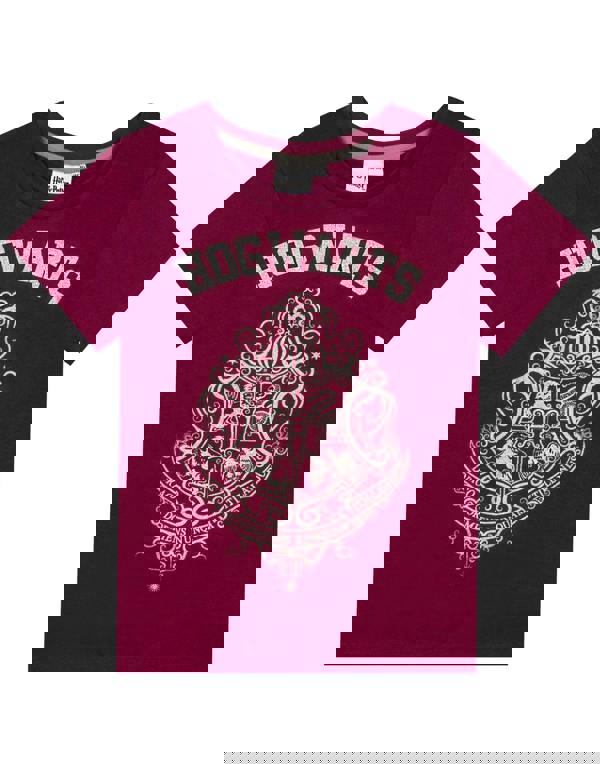 Harry Potter Girls Purple Hogwarts Crest Short Sleeve Short Leg Pyjama Set