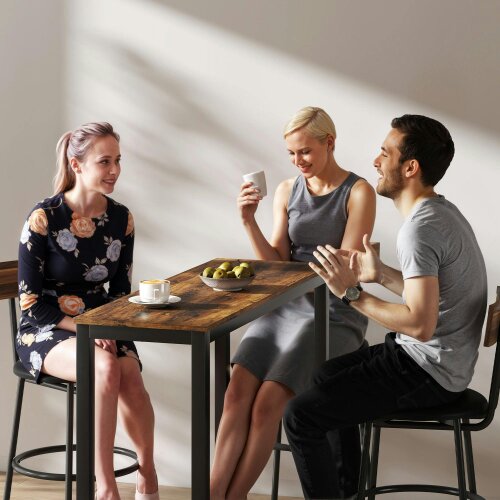 Wyld Haus Bazila Rustic Brown Wood Effect Rectangular Bar Table Industrial Breakfast Dining Design