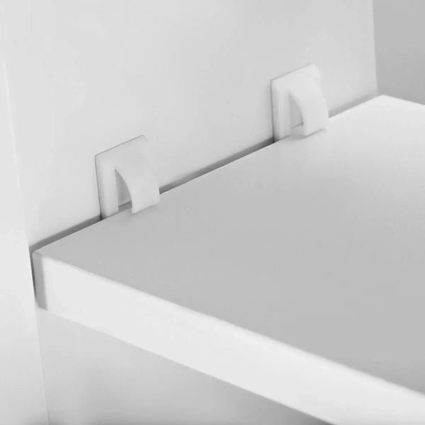 White bathroom mirror cabinet top edge with two side mounting supports
