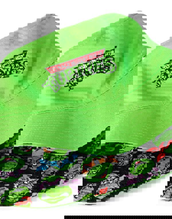 Teenage Mutant Ninja Turtles Boys Green Reversible Logo And Faces All Over Print Bucket Hat (One Size)