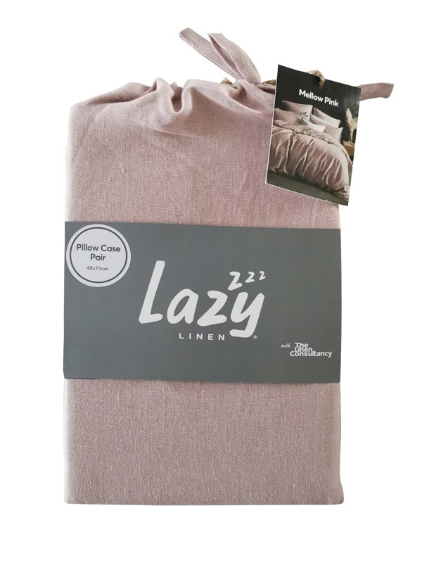 Lazy Linen Pillowcase Pair - Pink