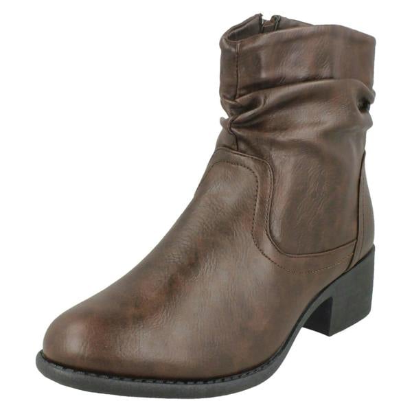 Spot On Ladies Spot On Rouched Ankle Boots