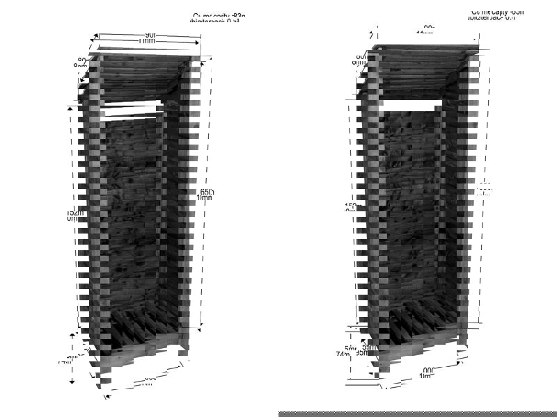 Arbor Garden Solutions Wooden Log Store (Roof Sloping Back) W-119cm, H-126cm Or 180cm, D-88cm