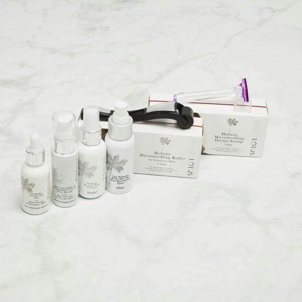 White Lotus Beauty Hair Loss Skin Needling Kit with Derma Stamp, Hair Thickening Spray, Saw Palmetto and He Shou Wu 