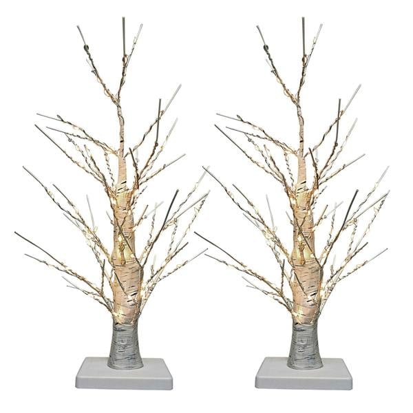 Just for Christmas Birch Tree Battery Operated Xmas Decoration Twig Tree Lamp with 70 Warm White LEDs