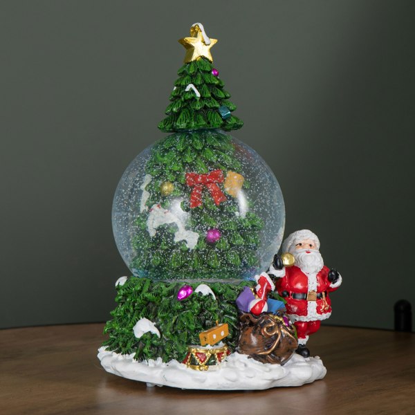 Samuel Alexander 10cm Battery Powered Musical Tree Santa Spin Snowsphere with Colour Changing LEDs