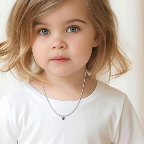 Aye Do Gifts Girls Mini Puff Heart Silver Necklace