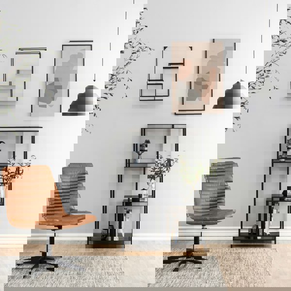 Furniture To Go Seaford Black Metal Asymmetrical Bookcase with 3 Black Shelves