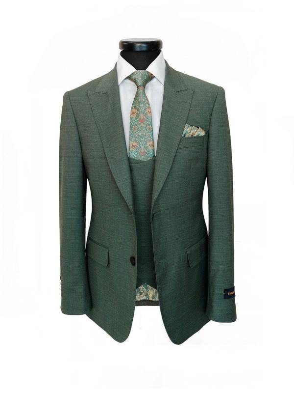 Men’s Sage Green 3-Piece Slim Fit Suit