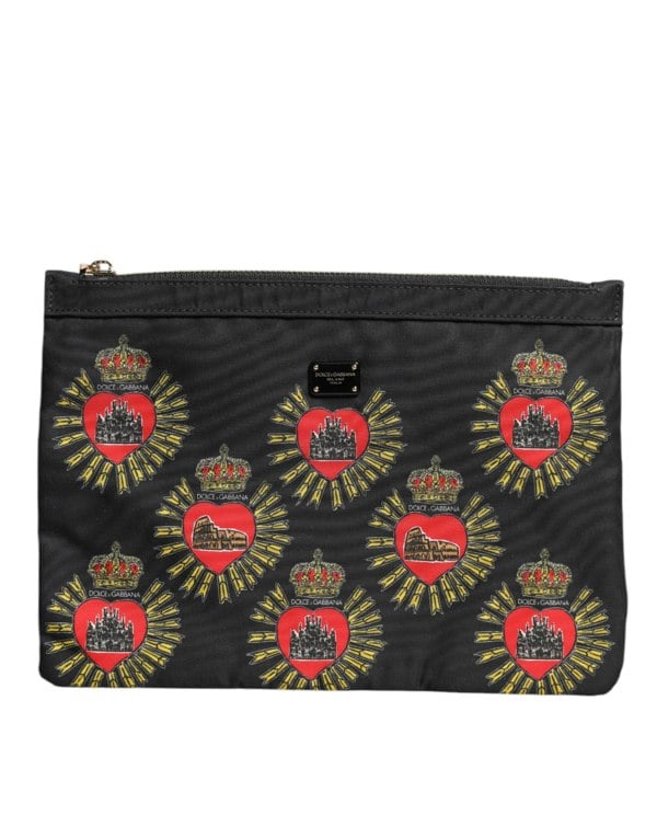 Printed Heart Clutch