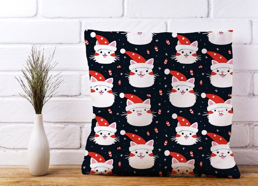 Warren Reed Cute Cats Wearing Santa Claus Hats Cushions