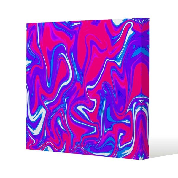 Benjamin Tate Design Pink & Blue Marble Slim Style Canvas Print  30x30cm , 15mm Slim Real wood.