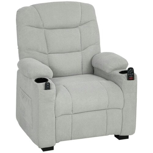 Bobobiy Electric Massage Recliner Armchair with Vibration, Whisper-Quiet Motor, Memory Function, Fleece Power Reclining Chair with Spring Pack, Grey