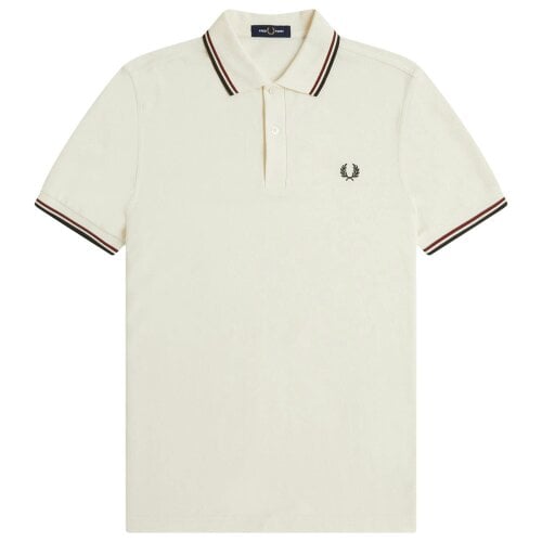 Fred Perry Twin Tipped Fred Perry Polo Shirt - Ecru/Brandy/Night Green
