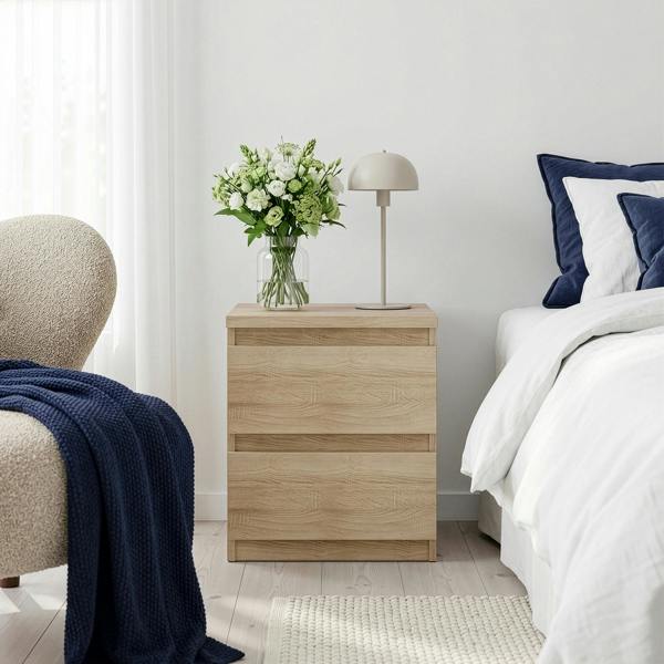Furniture To Go Edmore 2 Drawer Bedside Table in Sonoma Oak
