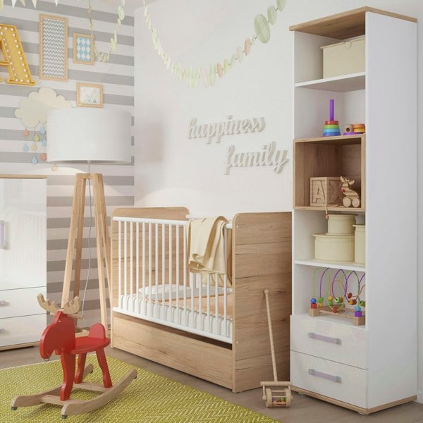 Furniture To Go 4KIDS Tall 2 Drawer Bookcase with Lilac Handles