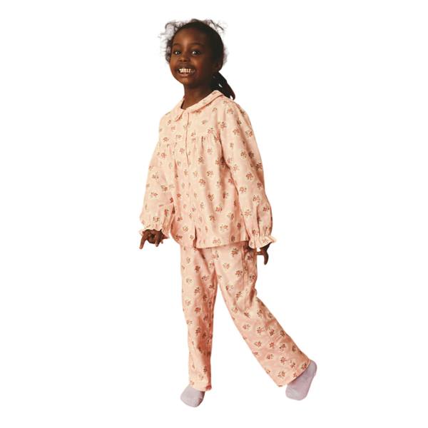 Cath Kidston Girls Flower & Heart Woven Button Through Pyjama Set - Pink - 