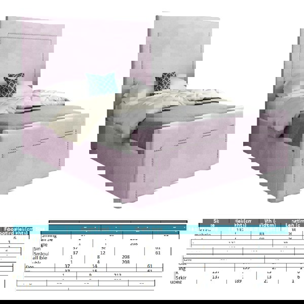 Casa Magna Lucca Upholstered Soft Velvet Bed Frame - Pink