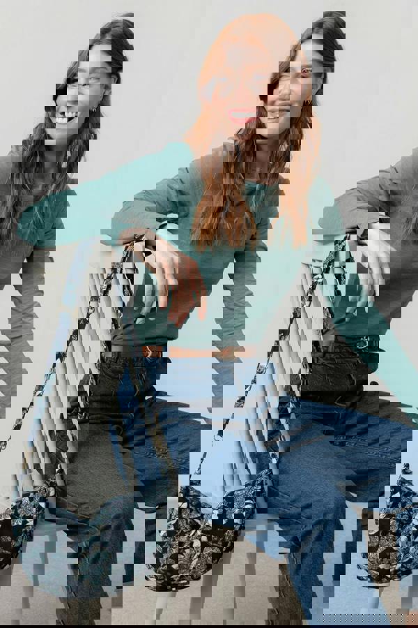 Lily & Me Harvest Print Cord Crossbody Bag Navy