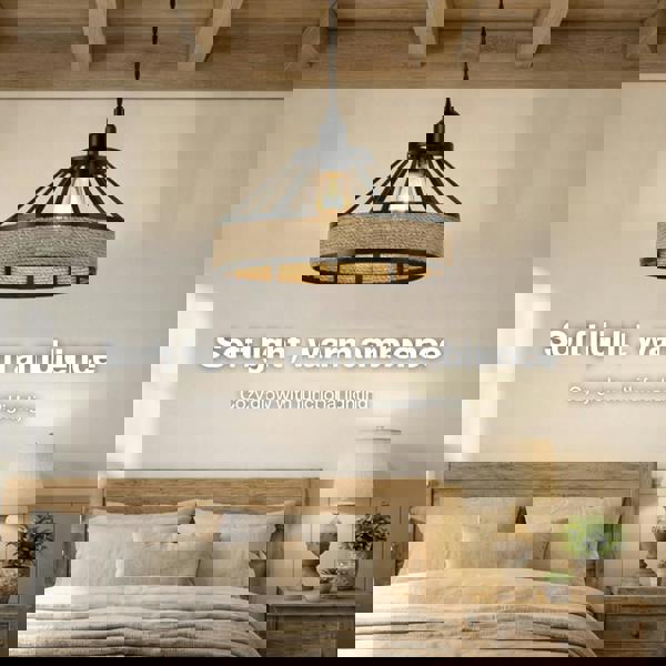 Emitto Modern Ceiling Pendant Light Shade Industrial Hemp Rope Lamp Shade 25cm