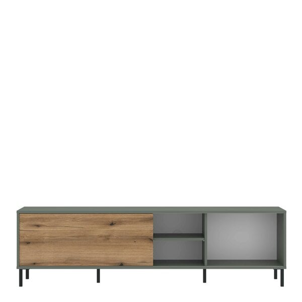 Wyld Haus Spentrup Green Olive and Natural Oak Wood TV Cabinet 1 Door