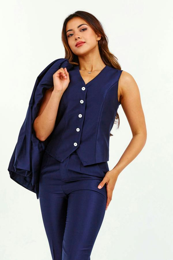 LuvForever Navy 3-Piece Trouser Suit
