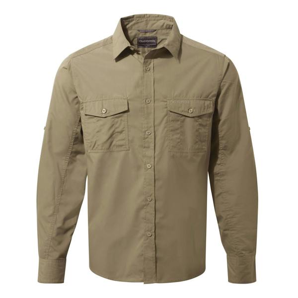 Craghoppers Mens Expert Kiwi Long-Sleeved Shirt - Pebble Brown - 