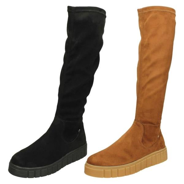Rieker Ladies Rieker Knee High Platform Wedge Boots W1080
