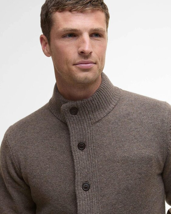 Barbour Essential Zip Thru Elbow-Patch Cardigan - Dark Stone