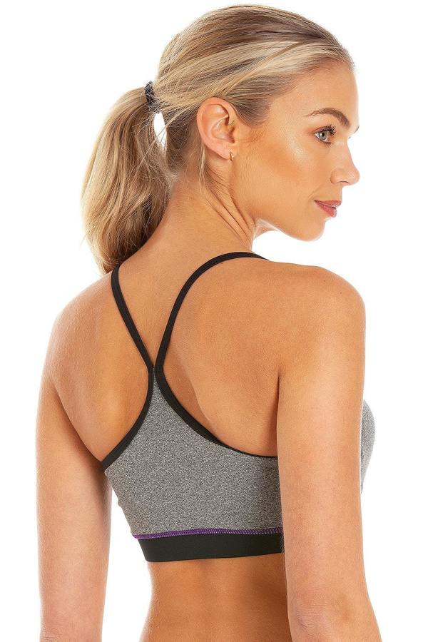 Camille Womens Sportswear Black & Grey Strappy Sports Bra