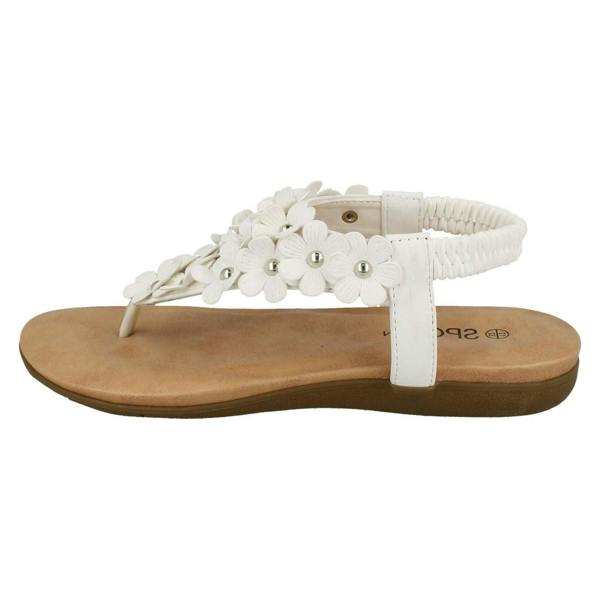 Spot On Girls Spot On Flat Flower Trim Toepost Sandals