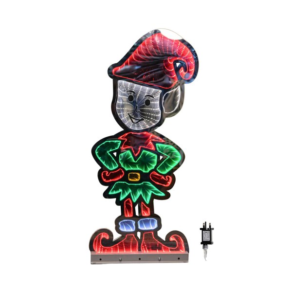 Samuel Alexander 60cm Infinity Elf in Red Boots on Metal Base with Green and Red LEDs