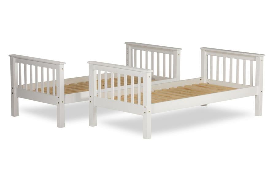 Oxford Solid Pine Bunk Bed White, Single Over Single, Converts to 2 Single Beds