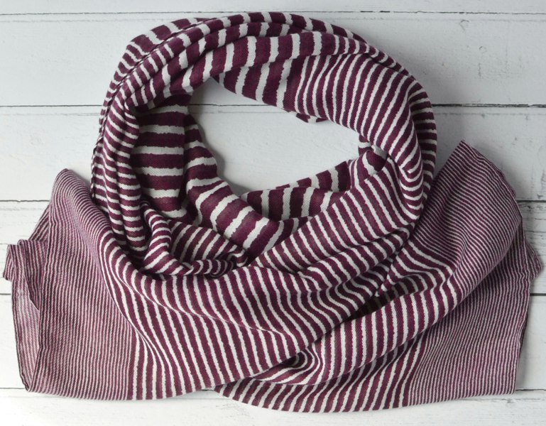 Antonia York Striped Scarf | Clara Mulberry Purple and White Large Soft Light Weight Scarf or Sarong