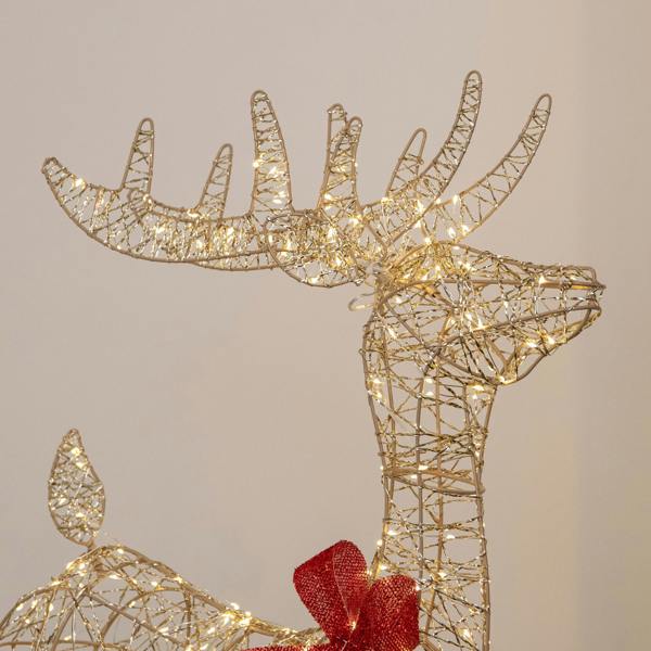 Samuel Alexander 1m Light up Gold Twist Christmas Standing Reindeer with 300 Warm White LEDs