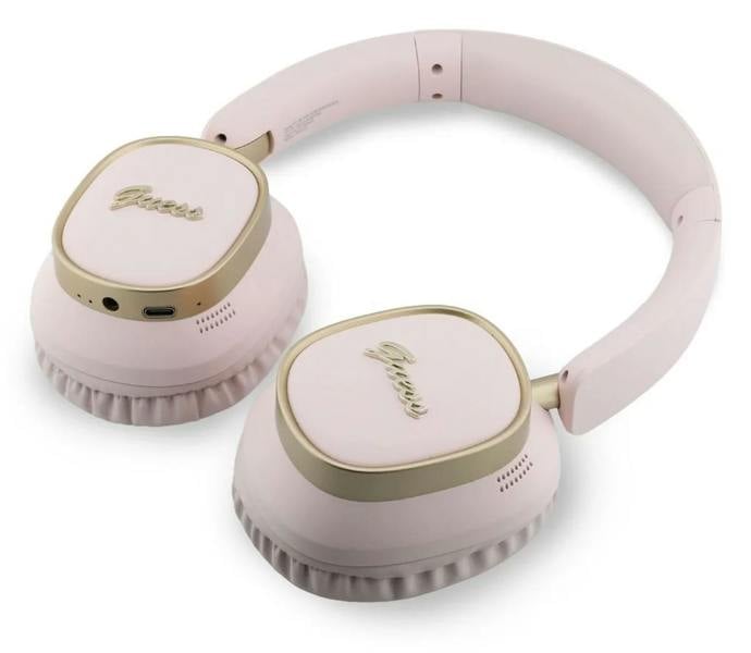 Guess Rectangle Metal Script Logo ENC On Ear Wireless Headphone Pink - GUBHV28HGCSMP