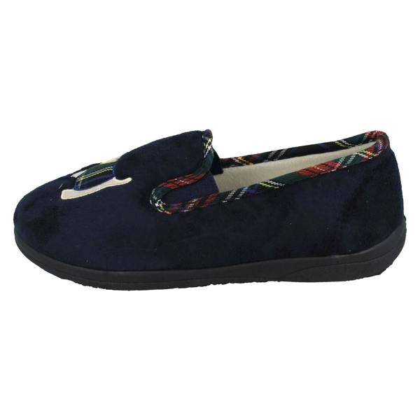 Padders Ladies Padders Wide Fitting Slippers With Dog Detail Dandie