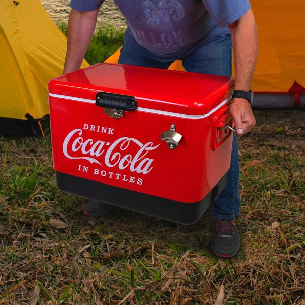 Coca-Cola 51L Portable Cool Box – Ice Chest Cooler for Camping, Beach, Fishing & RV Trips (Red)