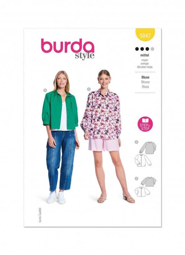 Burda Sewing Pattern 5847 Tops For Women, 10-20 (36-46) - Intermediate