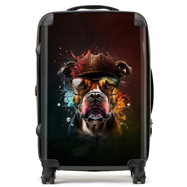 Warren Reed Staffordshire Bull Terrier Dog Splashart Suitcase