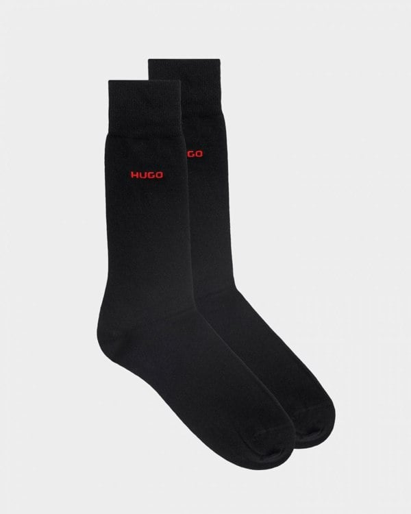 HUGO 2 Pack RS Uni Colour Mens Socks NOS - Black 001