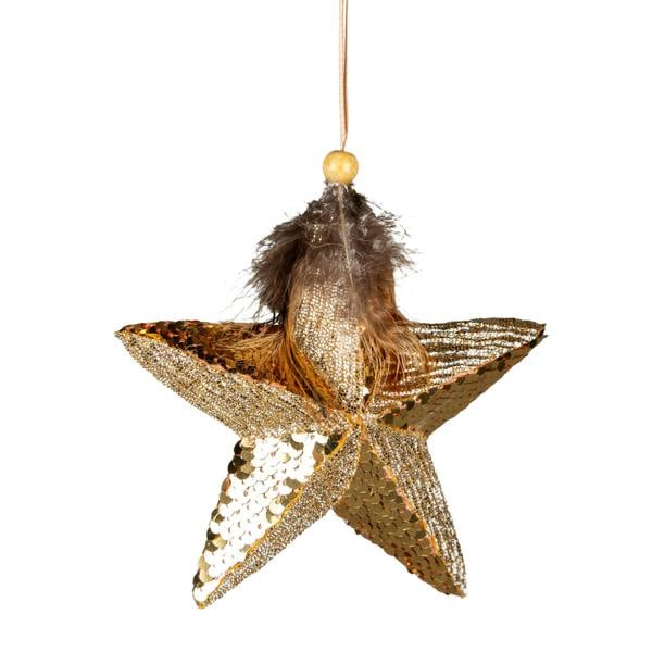 15cm Gold Sequin Star Hanging Christmas Decoration for Trees, Wreaths and Garlands with Easy-Fit Loop image 1