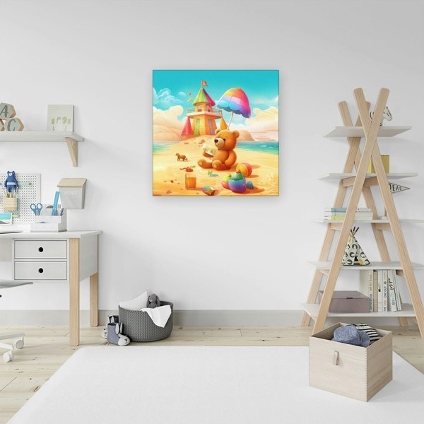 Warren Reed Bear On A Beach Holiday Canvas