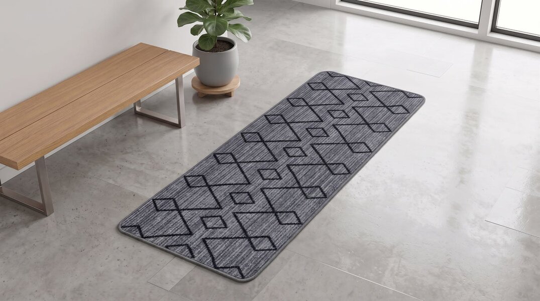 JVL Fiora Machine Washable Indoor Runner - 50 x 150cm - Diamond Pulse