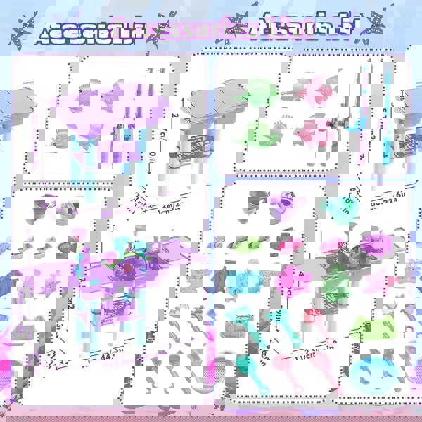 deAO Toys deAO Purple Outdoor Sand and Water Play Table for Kids – Fun Beach and Pool Activities with Fishing Game, Waterwheel, and Creative Molds