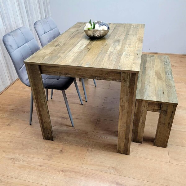 Kosy Koala Dining Table Set for 4 ? Modern Table with 2 Velvet Chairs And 1 Bench ? Dining Room Furniture