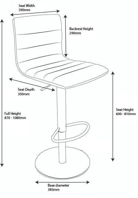 Lamboro Deluxe Aldo White Bar Stool - Height Adjustable Swivel Breakfast Barstool