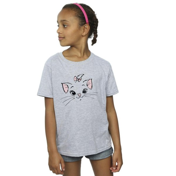 Disney Girls Classics Marie Face Pocket Cotton T-Shirt - Sports Grey