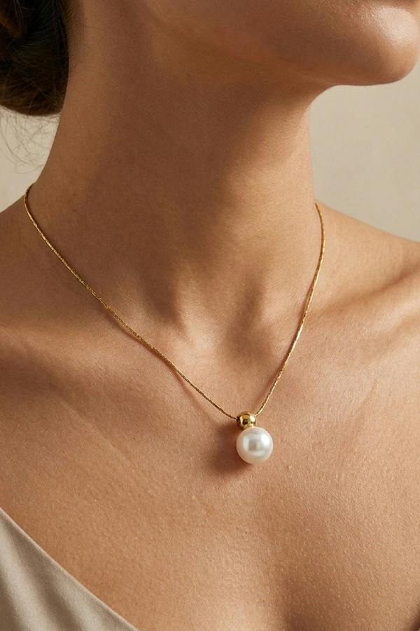 ARIIRA Oona Gold Tone Single Pearl Pendant